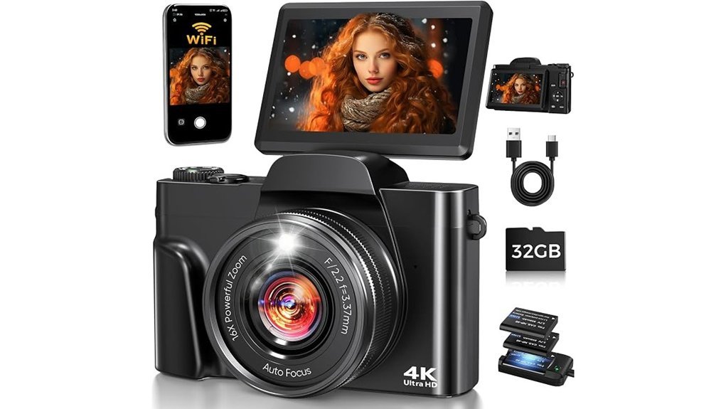 4k flip screen vlogging camera