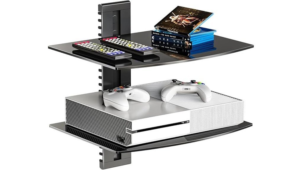 floating glass tv shelf