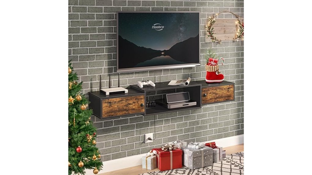 floating tv stand with outlet