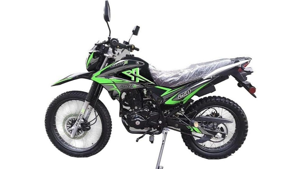 green dual sport motorcycle