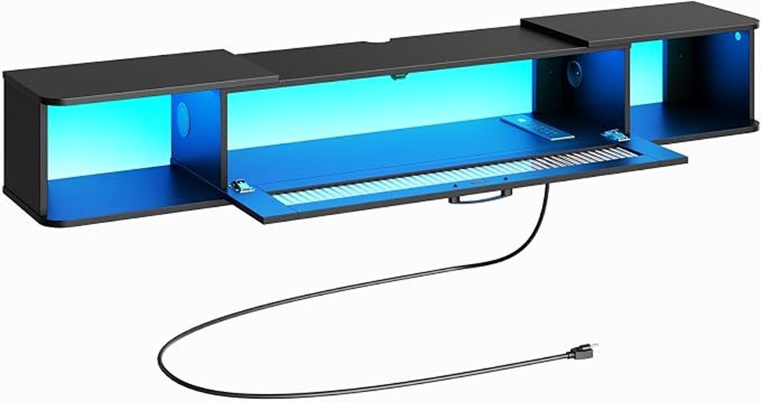 led equipped floating tv stand