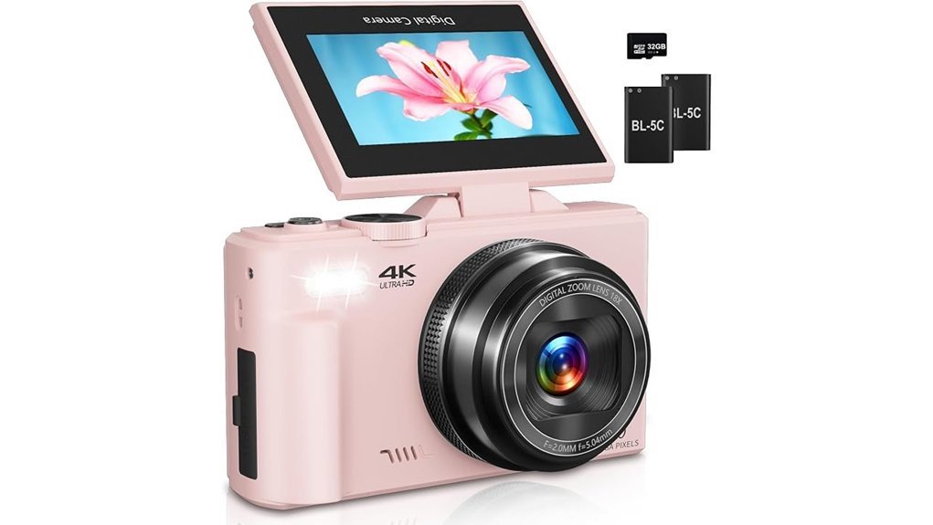 pink 4k vlogging camera