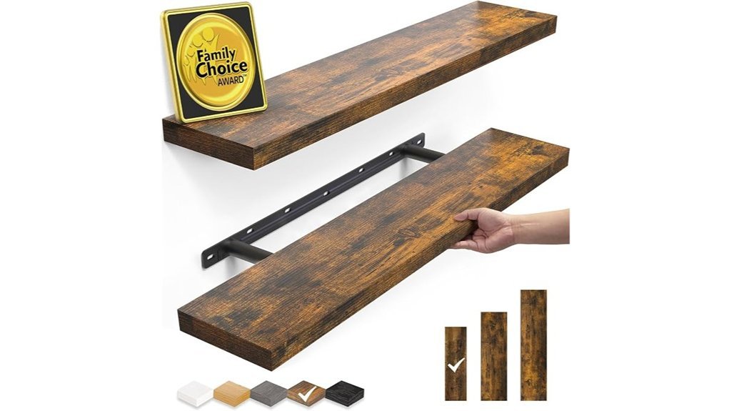 rustic brown wall shelves