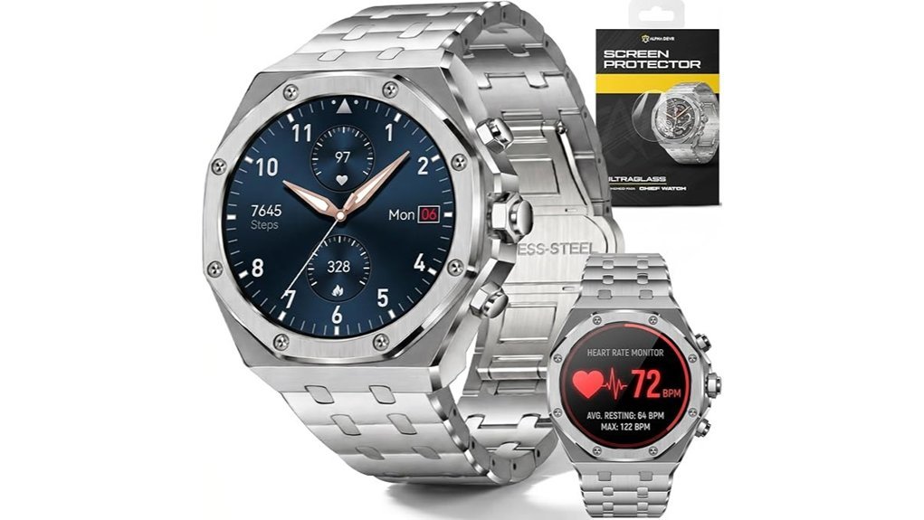 silver men s smartwatch device